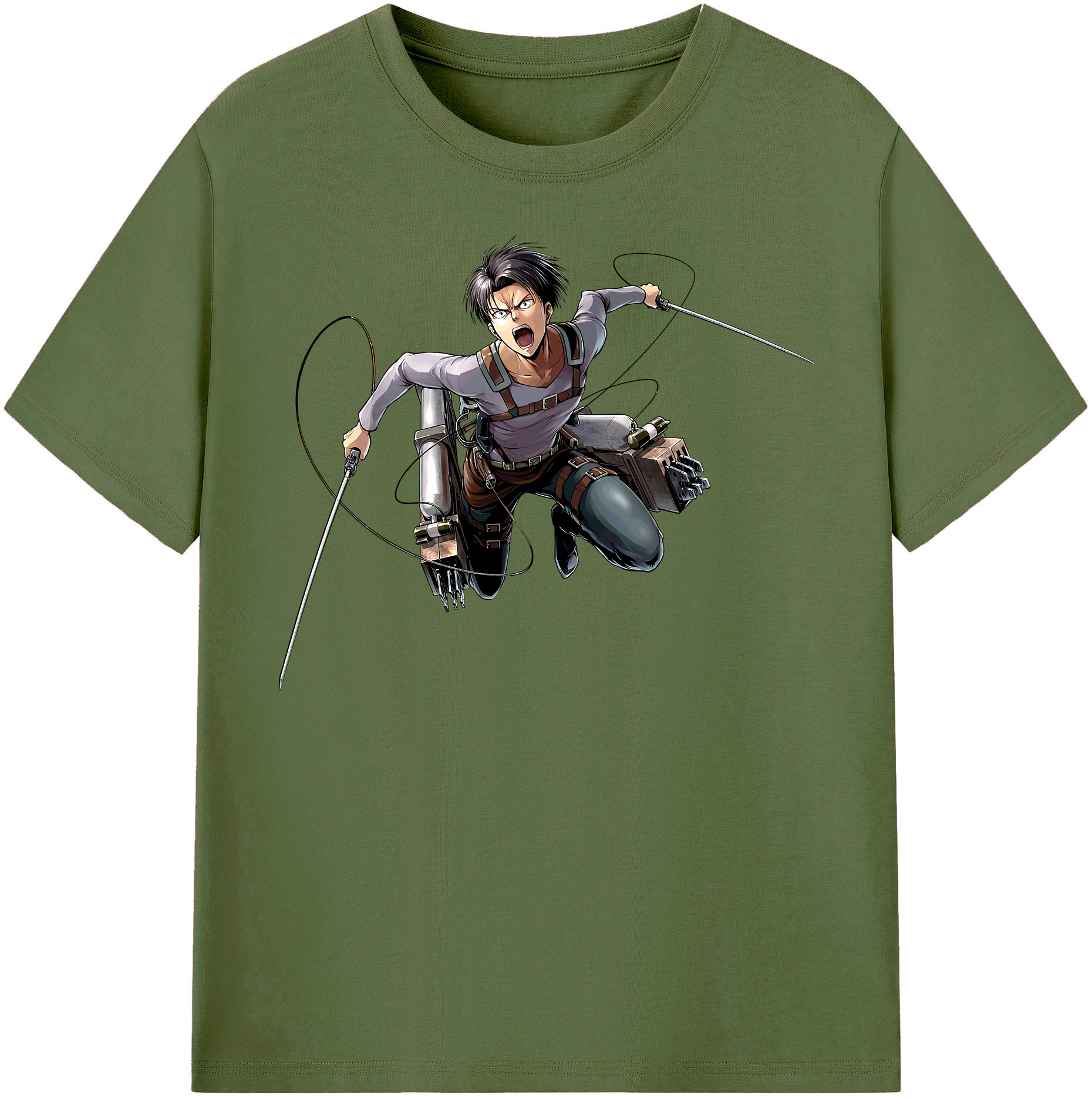 （画像用） 進撃の巨人 リヴァイ·アッカーマン Attack on Titan Levi Ackerman 綿100％半袖Tシャツ（フロントプリント）